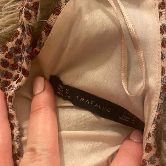 Like new Zara fit and flare dress in burnt orange and blue print - Picture 6 of 6